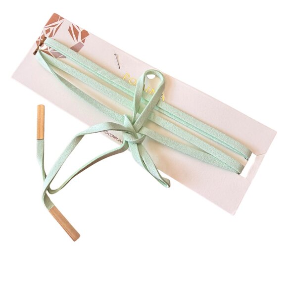 Pomina Women's Mint Green Wrap Choker Necklace Faux Suede - Picture 4 of 6